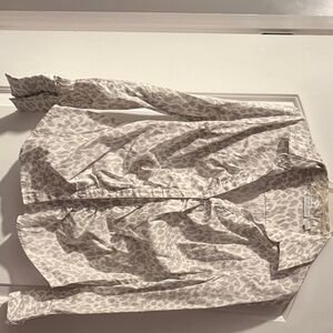 New York & Company White and Gray Blouse